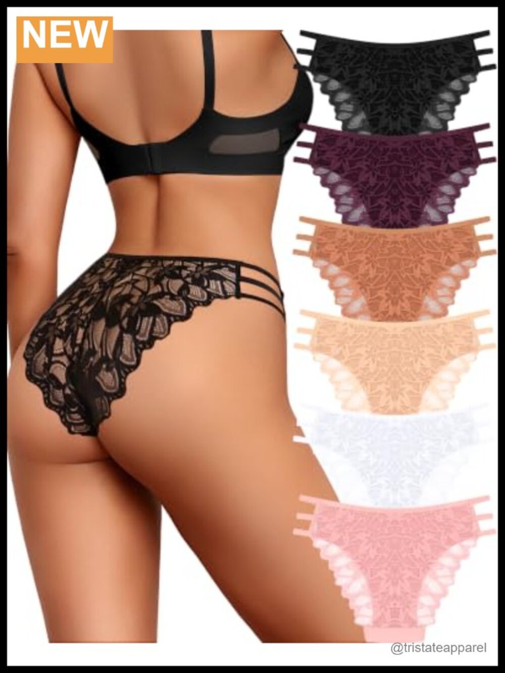 Lace String Bikini Panties 6 Pack Low Rise Sexy Cheeky Underwear